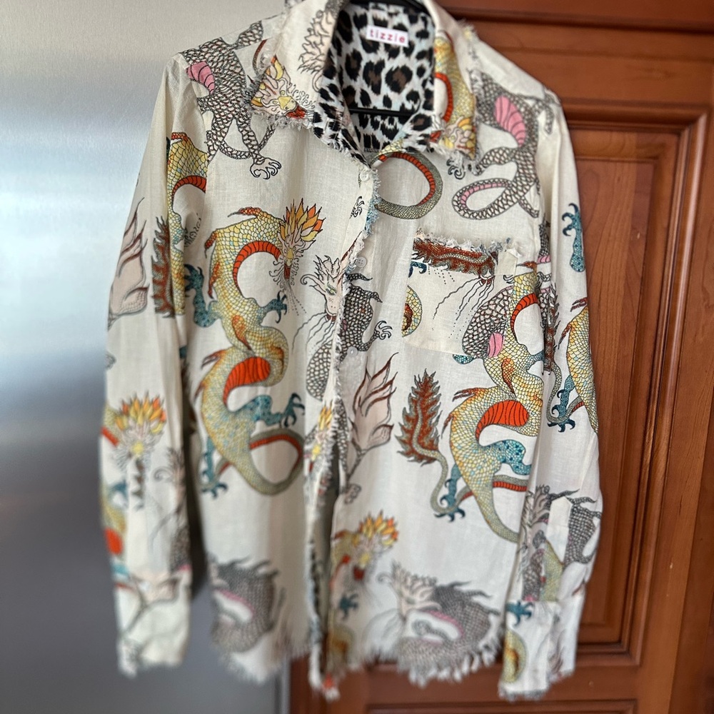 Tizzie Multicolor Dragon Print shirt.